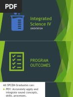 Integrated Science IV: Orientation