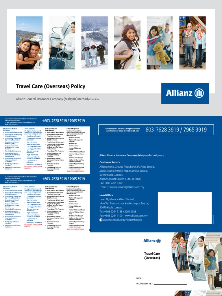 Travel Care Overseas Policy Wording English Bm Version Insurance Policy Insurance