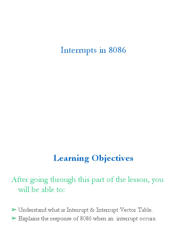 Understanding 8086 Interrupts and Vectors | PDF | Bios | Electronic ...