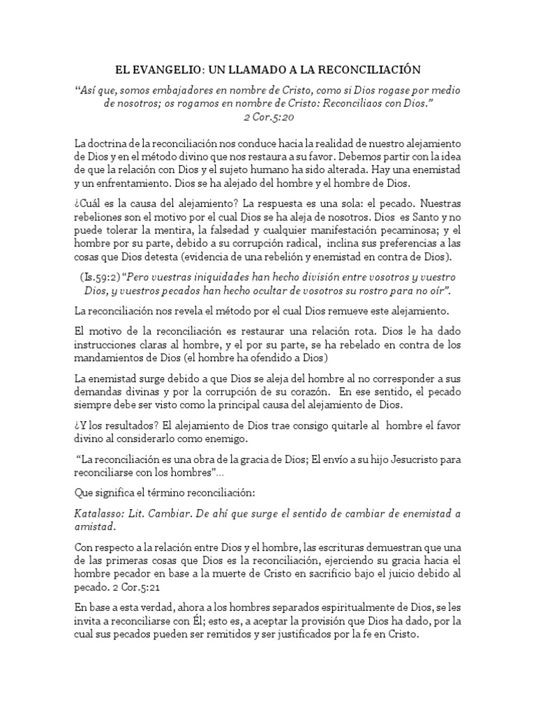 El Evangelio y La Reconciliación Con Dios | PDF | Sola Fide | Pecado