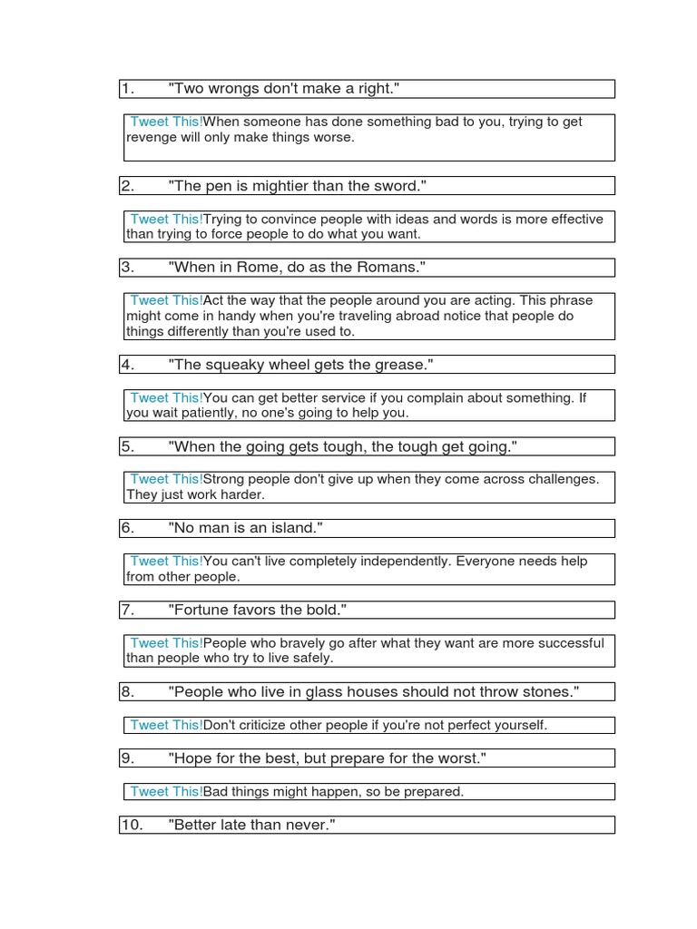 Common Proverbs and Their Meanings | PDF | Proverb | Video Games