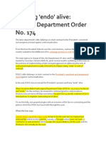 Keeping 'Endo' Alive: DOLE's Department Order No. 174: Campaign Promise To End "Endo"