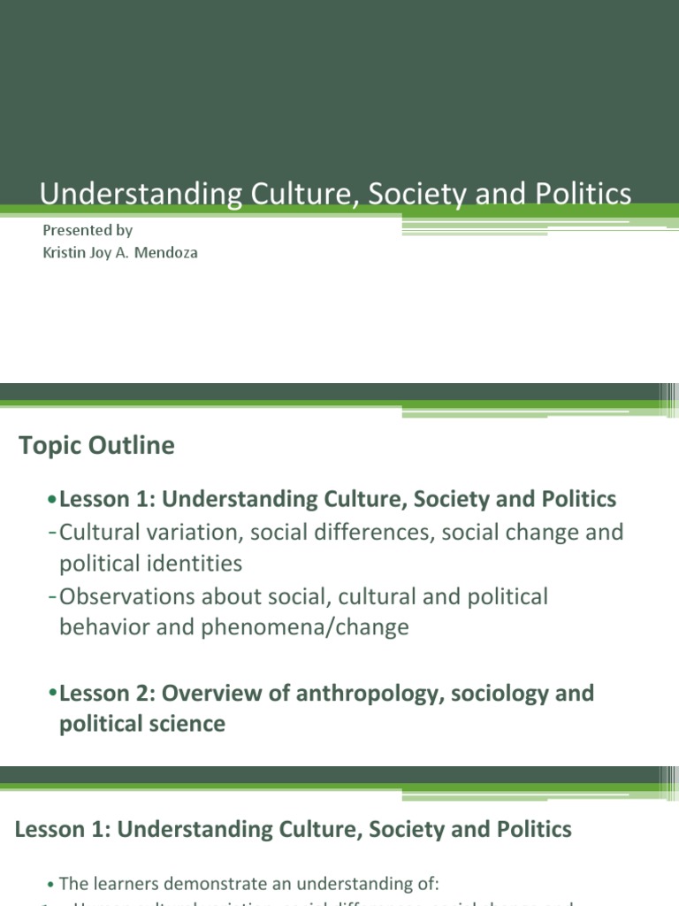 Understanding Culture, Society and Politics - Overview | PDF ...