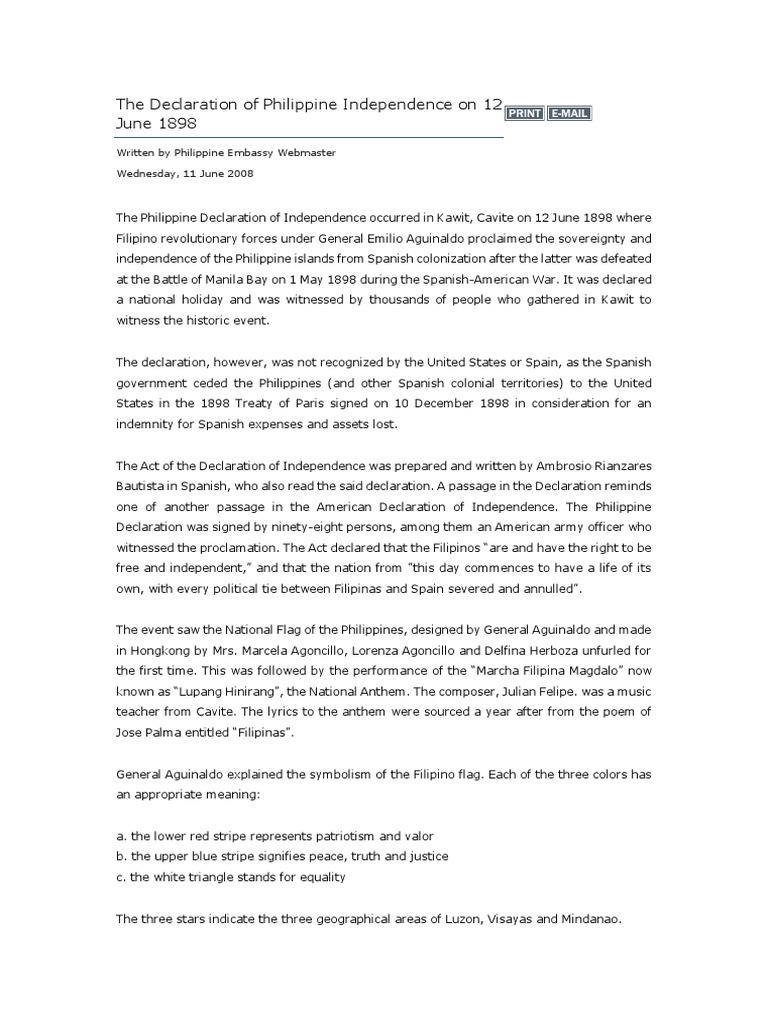 Philippine Independence Declaration 1898 | PDF | Southeast Asia ...