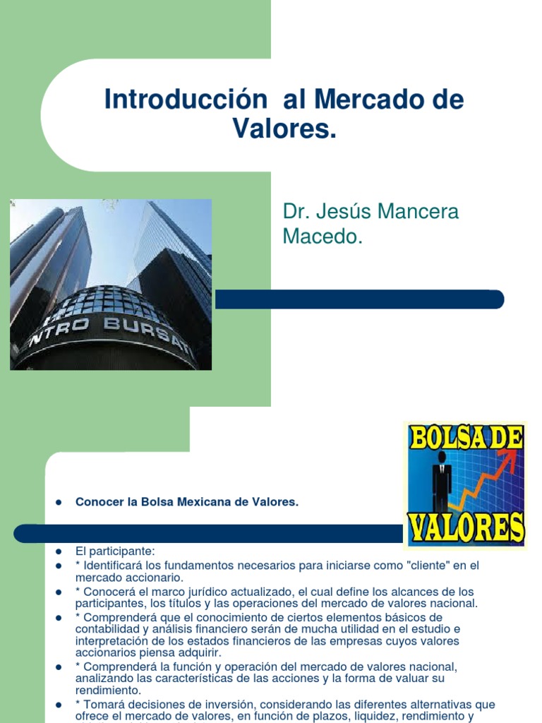 Introducción al Mercado de Valores | PDF | Bolsa | Compartir (Finanzas)