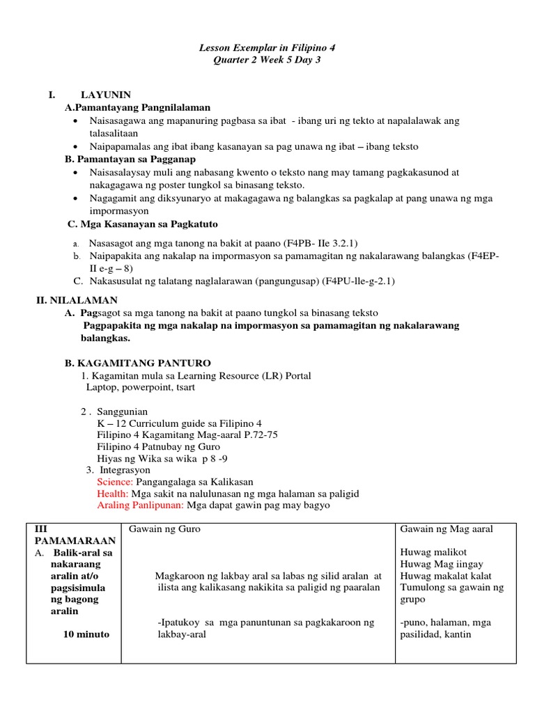 Final Le Filipino 4 q2 Wk5 d3 | PDF