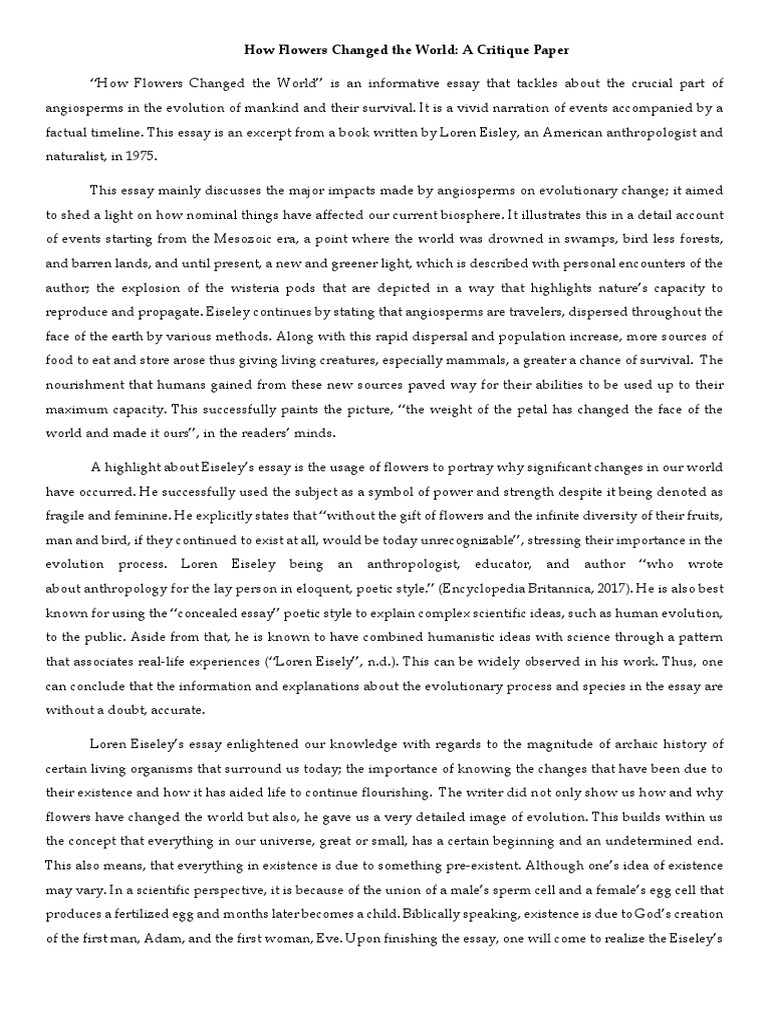 How Flowers Changed The World A Critique Paper Descargar gratis PDF