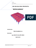 Memoria de Cálculo Del Proyecto: "Metro Huánuco": Tres Palmeras S.A