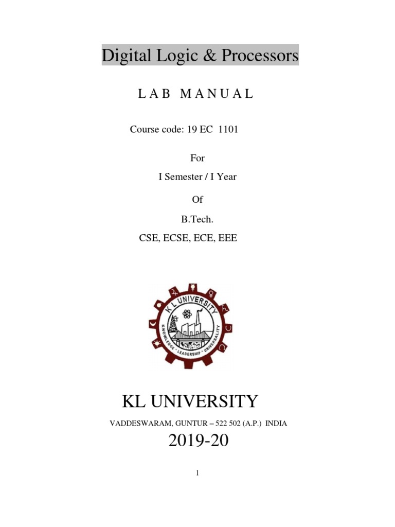 Digital Logic & Processors: Lab Manual | PDF | Logic Gate | Binary ...