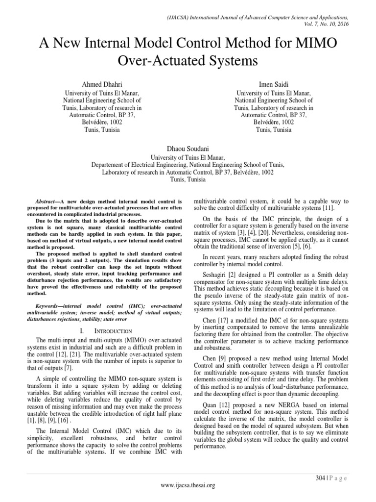 New IMC Method for MIMO Systems | PDF | Stability Theory | Control Theory