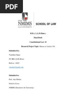 B.B.A. L.L.B (Hons.) Final Draft Constitutional Law-II Research Project Topic: Misuse of Article 356 Submitted by