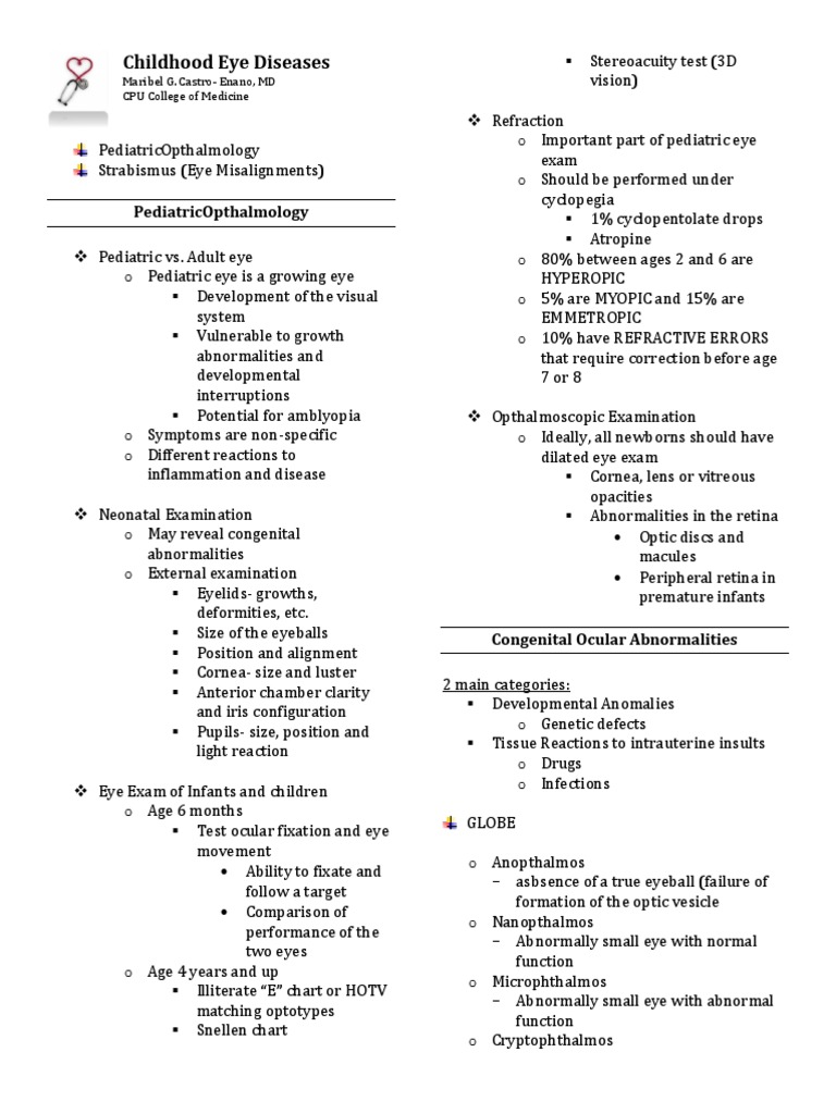Childhood Eye Diseases Overview | PDF | Human Eye | Visual System
