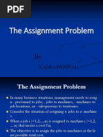 The Assignment Problem: Rajib Ghoshal