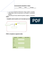 Prueba de álgebra 7° básico con 40 problemas y ejercicios