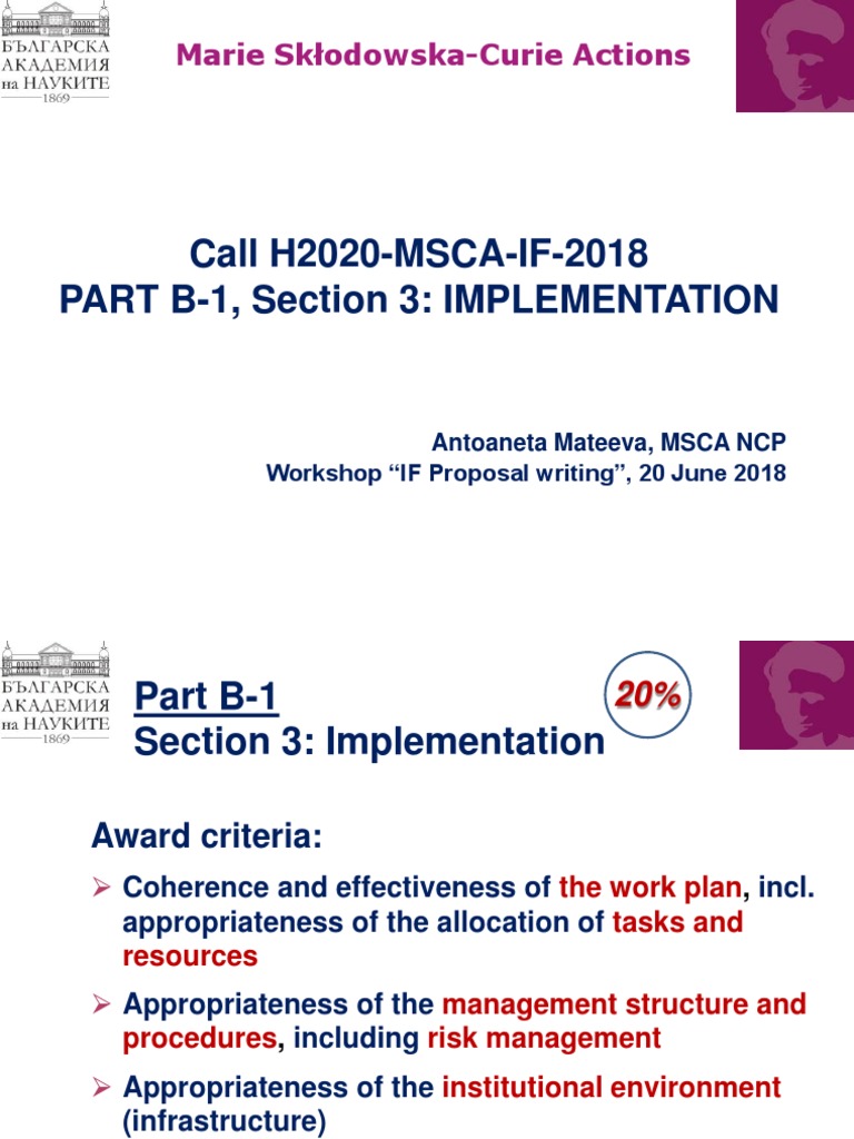 MSCA Proposal Implementation Guide | PDF | Risk Management | Project ...