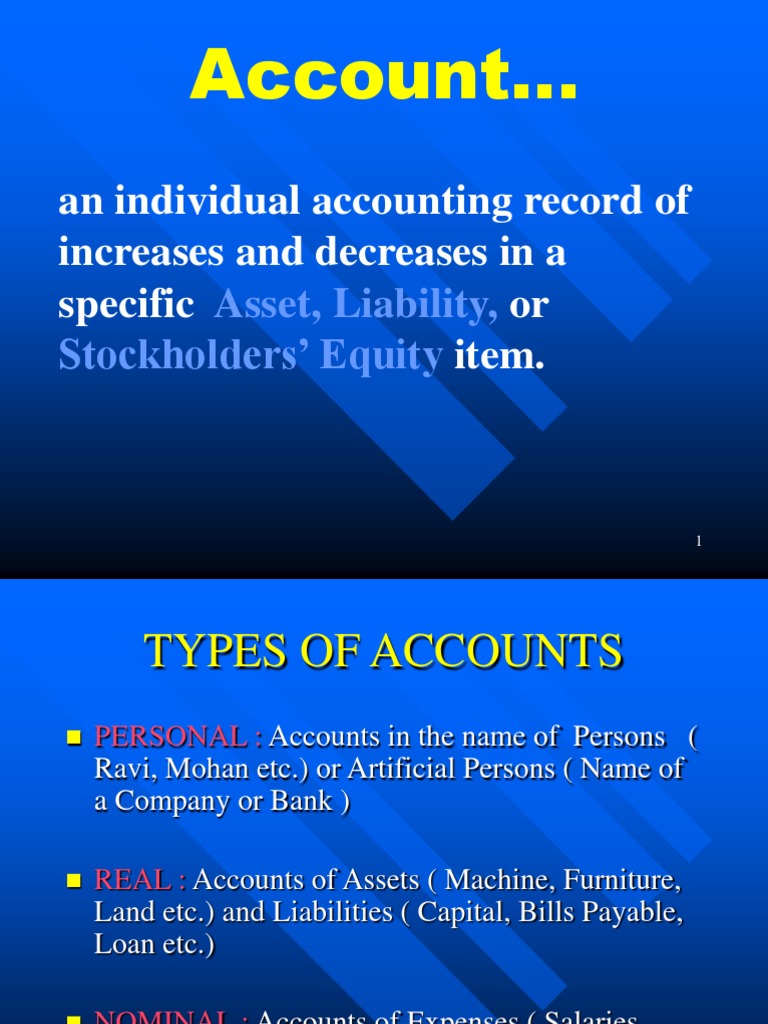 Account... : An Individual Accounting Record of Increases and Decreases ...
