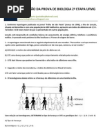 CORREÇÃO DA PROVA DE BIOLOGIA 2ª ETAPA UFMG - 1997