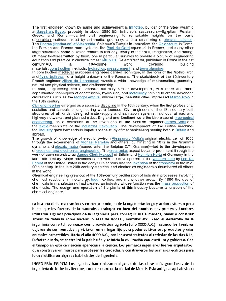 The First Engineer Known by Name and Achievement Is | PDF | Rome ...