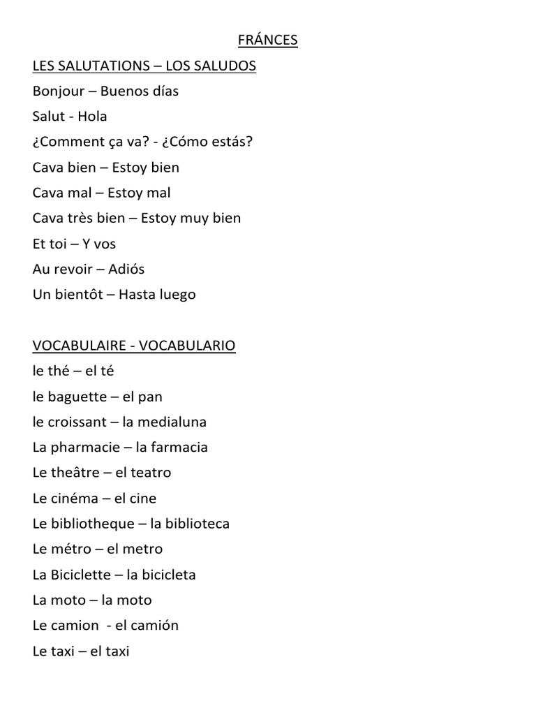 Ejercicios De Francés Inicial Pdf