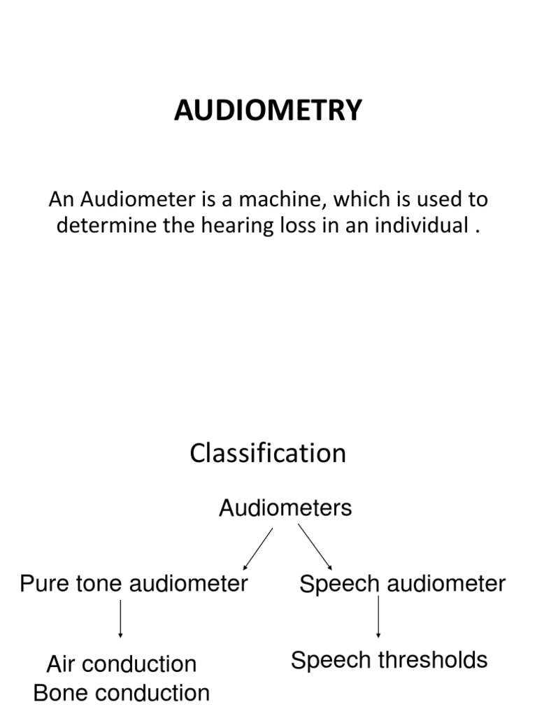 Audiometry An Audiometer Is A Machine, Which Is Used To Determine The