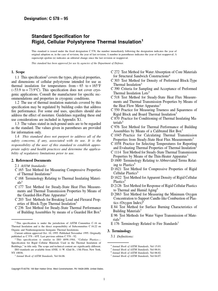 Rigid, Cellular Polystyrene Thermal Insulation: Standard Specification ...