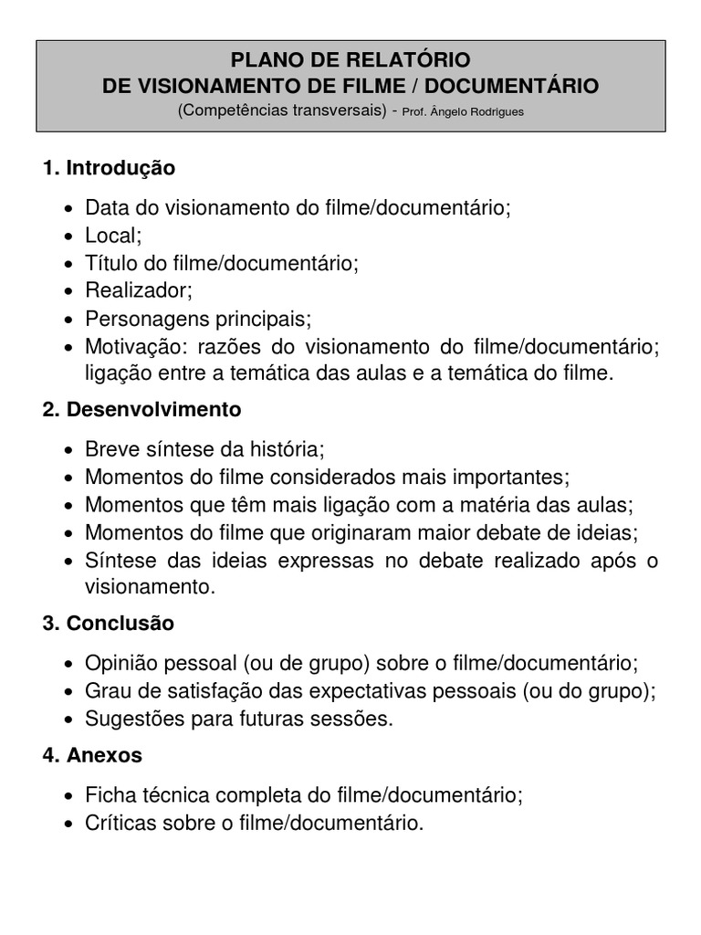 Relatório de Visionamento de Filme | PDF