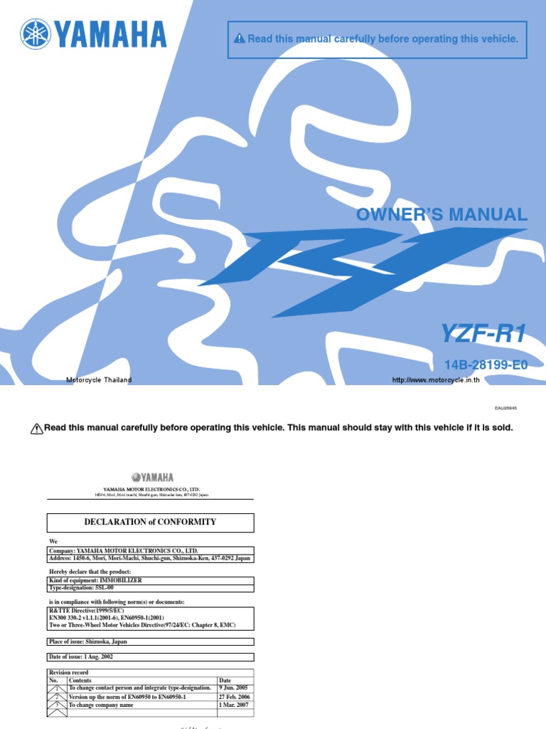 Yamaha-YZF-R1 Service Manual PDF | PDF | Motorcycle | Tire