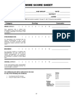 Mime Score Sheet: (DESCRIPTION: Each Section Is Graded 1 Through 10, With 10 Being The Best Possible)