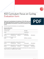 KS3 Curriculum Focus On Cycling: Evaluation Form