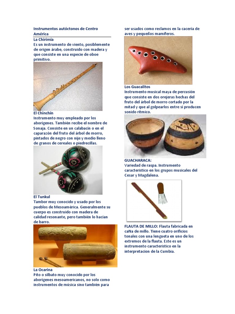 Instrumentos Autóctonos de Centro América Instrumentos musicales Flauta