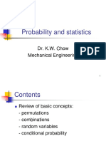 Probability and Statistics: Dr. K.W. Chow Mechanical Engineering