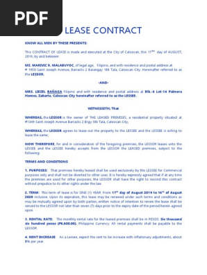 LEASE CONTRACT