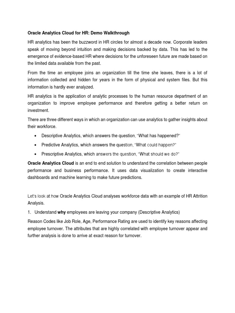 Oracle HR Analytics Cloud Overview | PDF | Analytics | Turnover ...