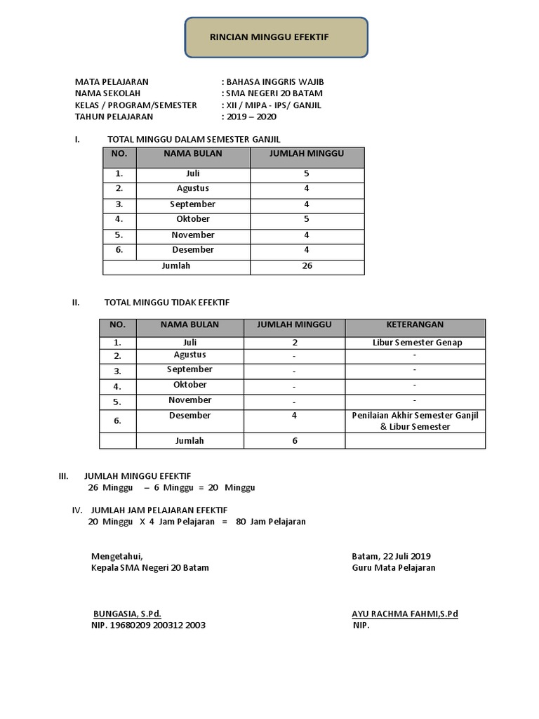 Rincian Minggu Efektif 2019 2020