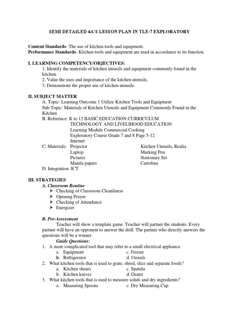 semi-detailed-4a-s-lesson-plan-tle-cookery-demo-pdf-kitchen-utensil