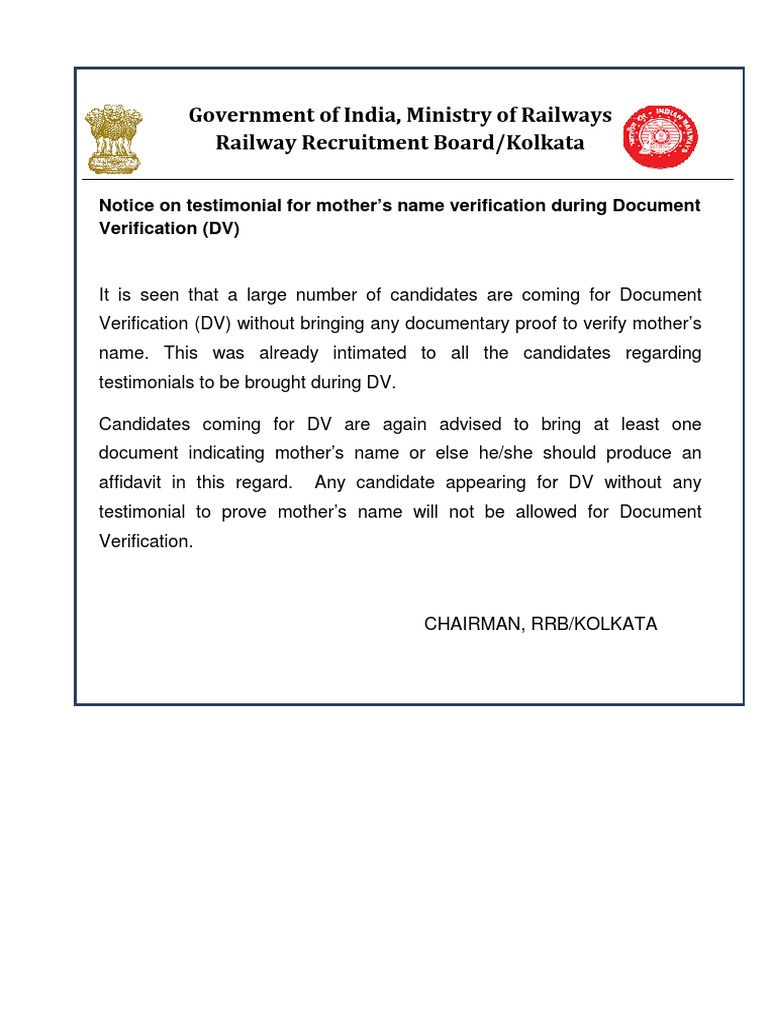 Mother’s Name Verification Notice | PDF