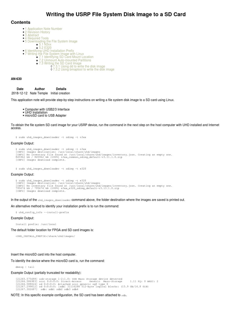 Writing USRP Image to SD Card | PDF | File System | Hard Disk Drive