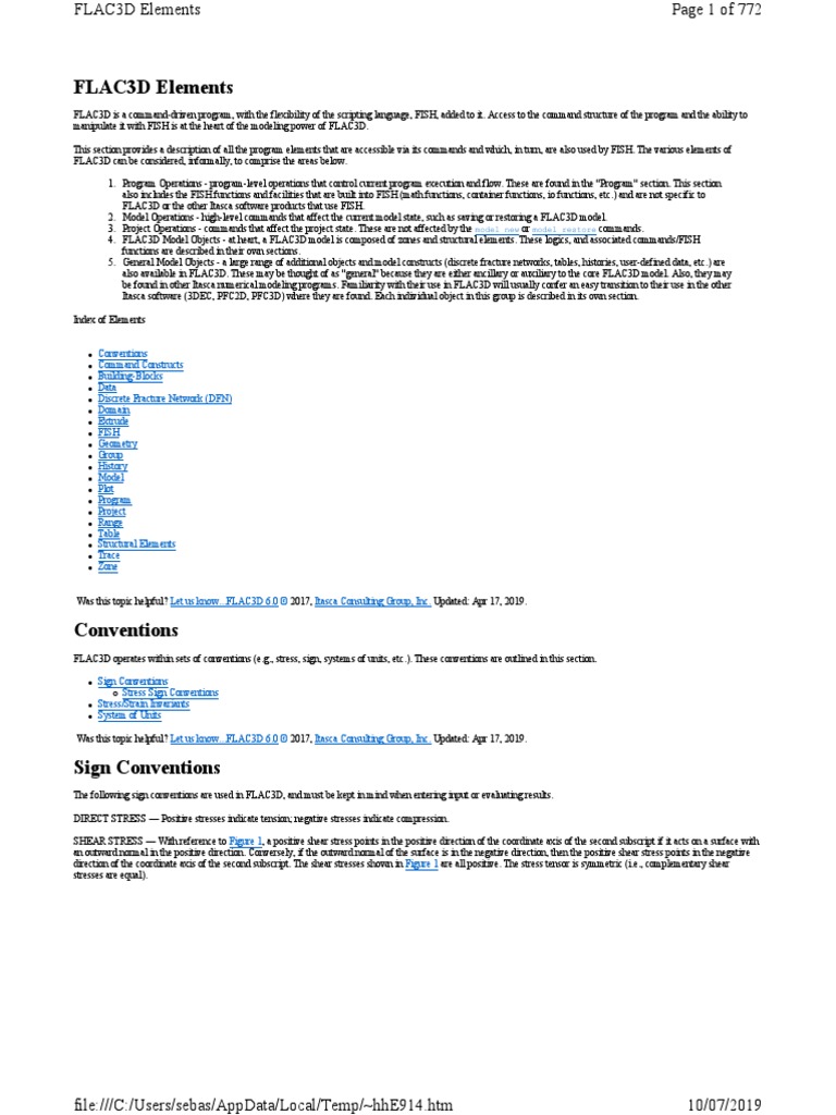 FLAC3D Elements: Model New Model Restore | PDF | Stress (Mechanics ...
