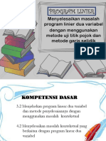 Program Linier Dua Variabel Menggunakan Metode Uji Titik Pojok dan Garis Selidik