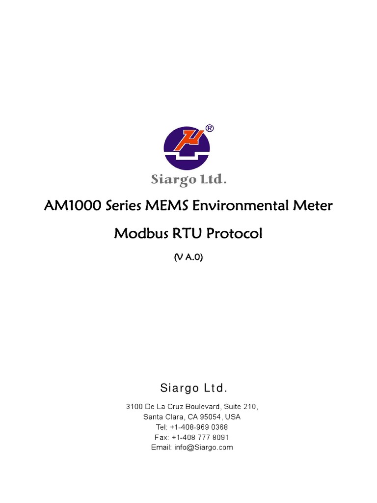 AM1000 MEMS Meter Modbus RTU Guide | PDF | Flow Measurement | Computer ...