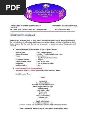 Catering contract