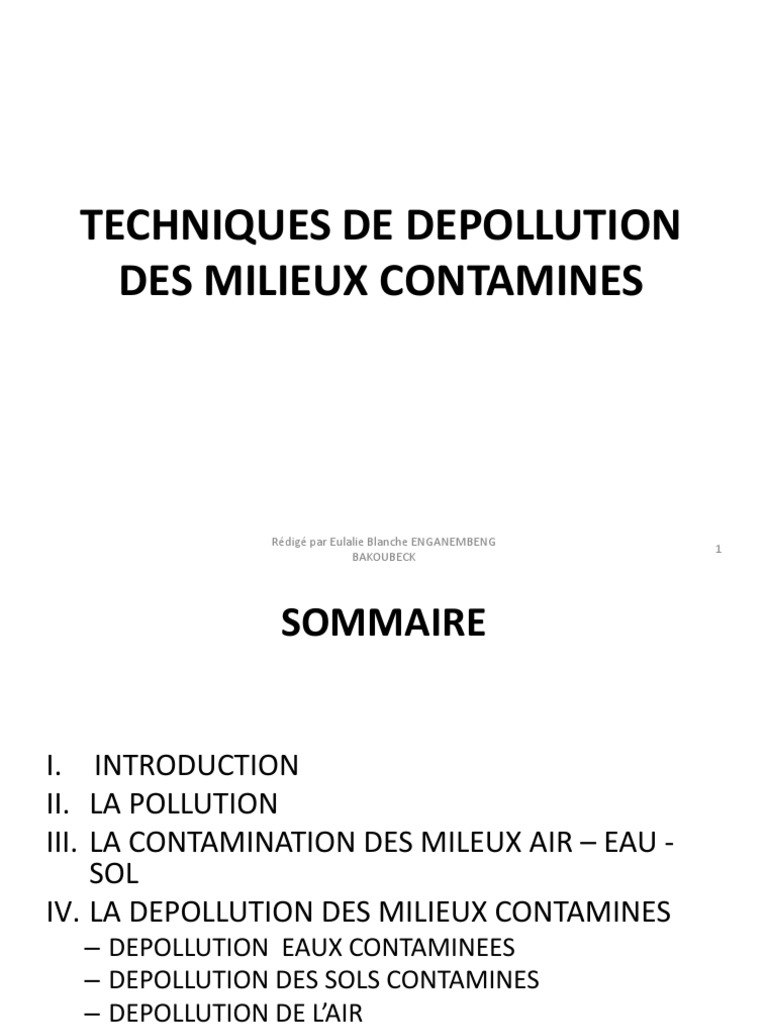 Dépollution des Milieux Contaminés | PDF | Dépollution | Pollution de l'air