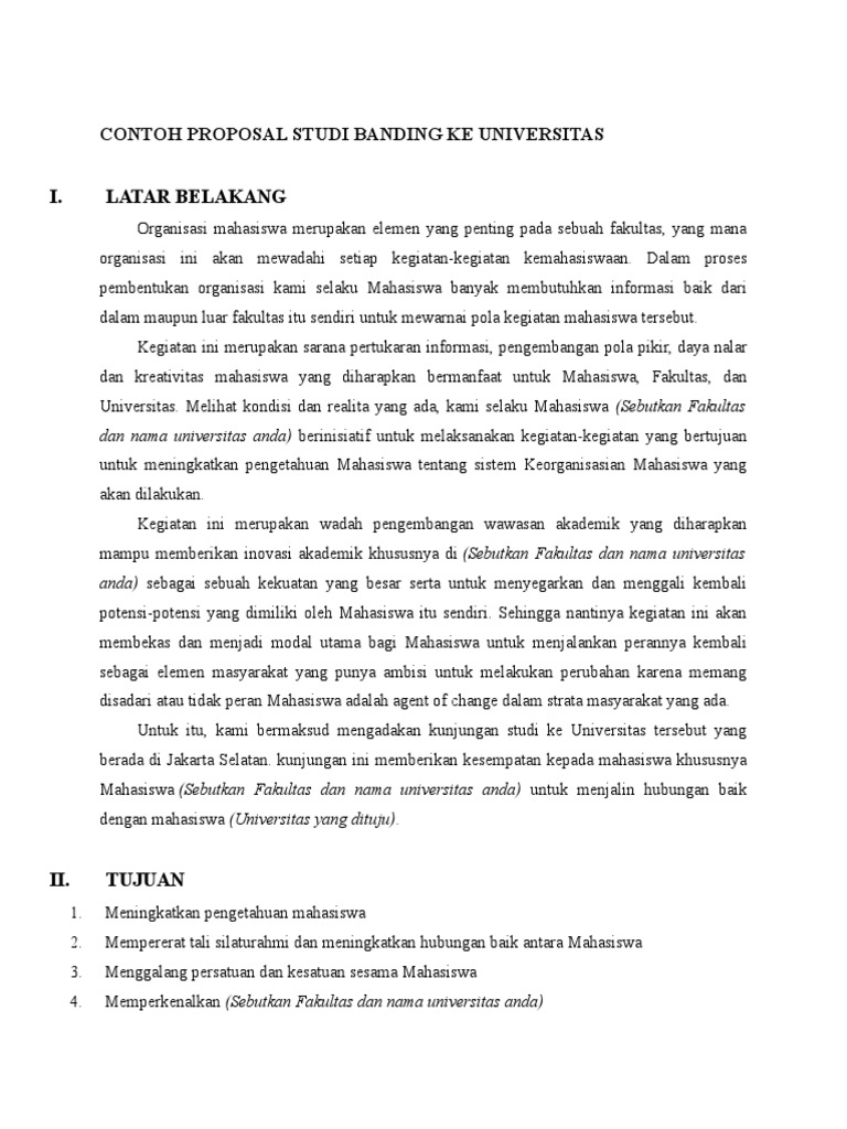 Contoh Proposal Studi Banding Ke Universitas Docx