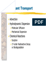 Contaminant Transport: Advection Hydrodynamic Dispersion