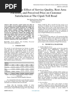 Analysis of The Effect of Service Quality, Rest Area Facilities, and Perceived Price On Customer Satisfaction at The Cipali Toll Road