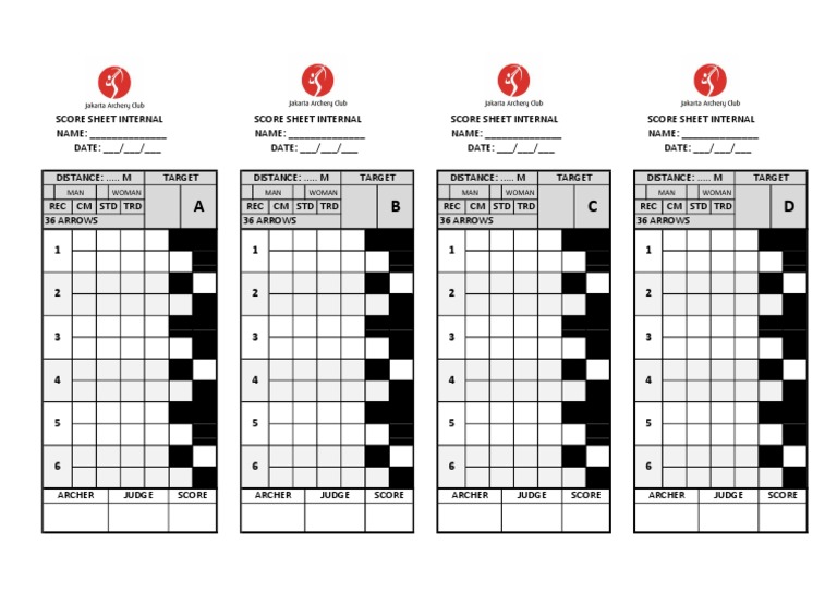 JAC Internal Target Day Score Sheet PDF | PDF
