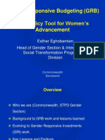 Gender Responsive Budgeting (GRB) As A Policy Tool For Women's Advancement