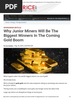 Why Junior Miners Will Be The Biggest Winners in The Coming Gold Boom