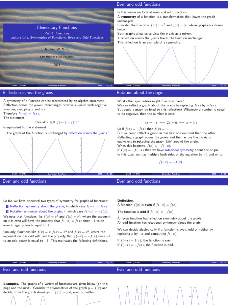 Even and Odd Functions Explained | PDF | Cartesian Coordinate System ...