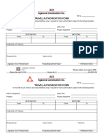 ACI HRD F 018 Travel Authorization Form
